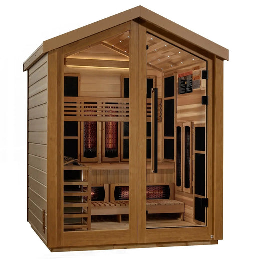Golden Designs Loviisa 3-Person Hybrid Outdoor Sauna w/ Full Spectrum Infrared & Harvia Traditional Electric Heater Kit | GDI-8523-01 Golden Designs