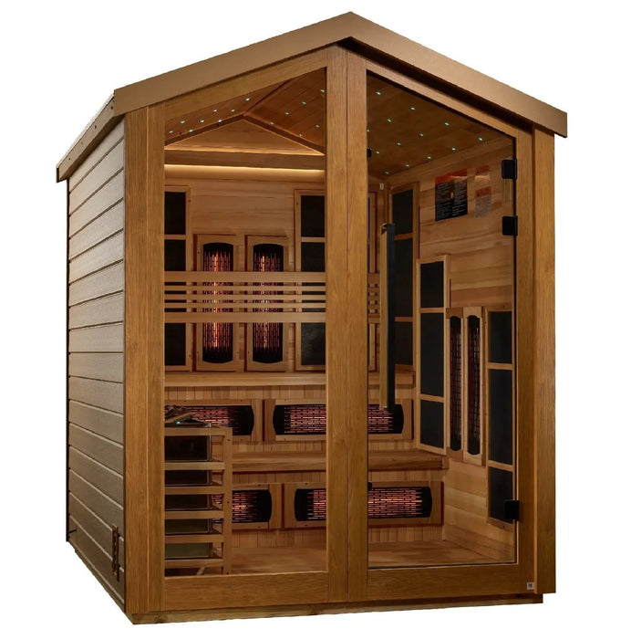 Golden Designs Kaskinen 6-Person Hybrid Outdoor Sauna w/ Full Spectrum Infrared & Harvia Traditional Electric Heater Kit | GDI-8526-01 Golden Designs