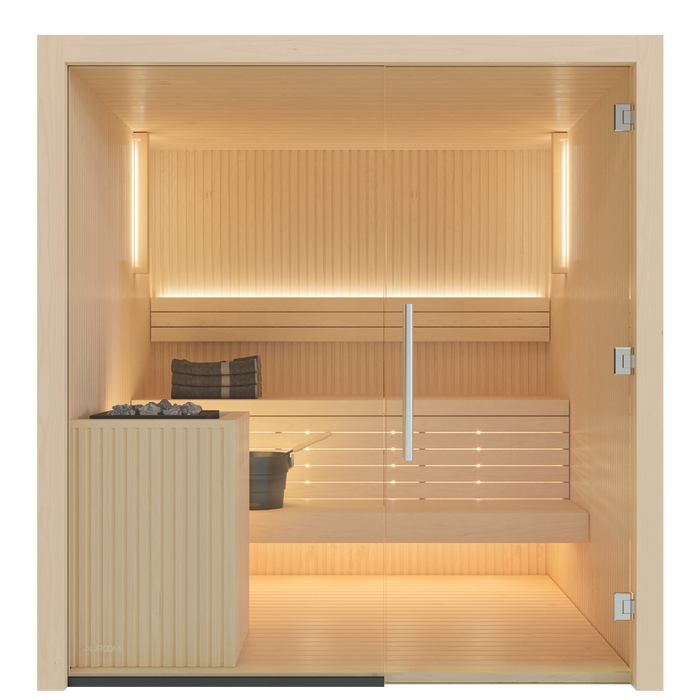 Auroom Libera Glass 3-4 Person Indoor Traditional Sauna