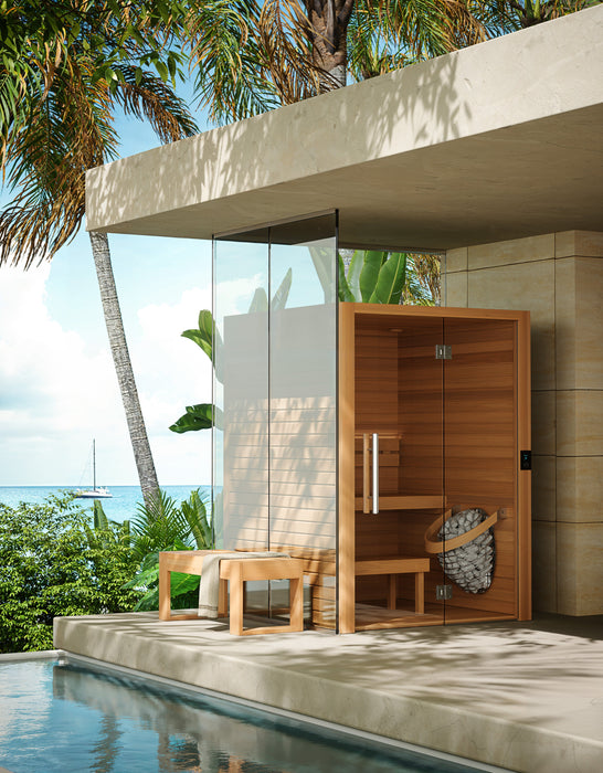 Auroom Cala Glass 2-4 Person Traditional Indoor Sauna