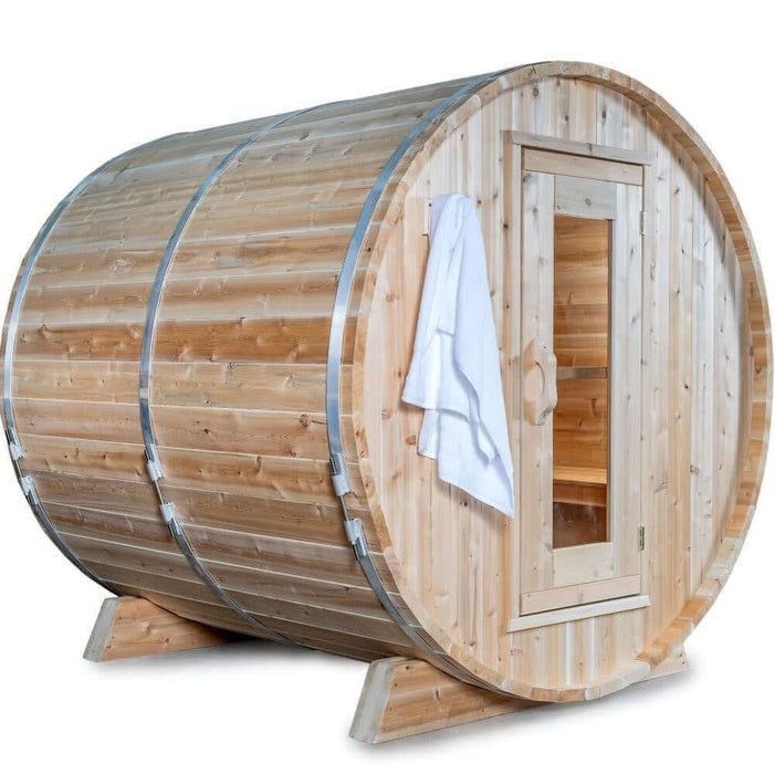 Dundalk Leisurecraft Canadian Timber 4 Person Harmony Outdoor Traditional Barrel Sauna | CTC22W