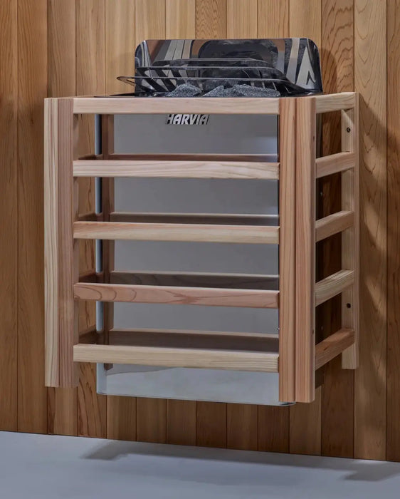 Golden Designs Zurich 4-Person Cedar Barrel Sauna w/ Panoramic Rear Window & Harvia Traditional Electric Heater Kit | GDI-B024-01 Golden Designs