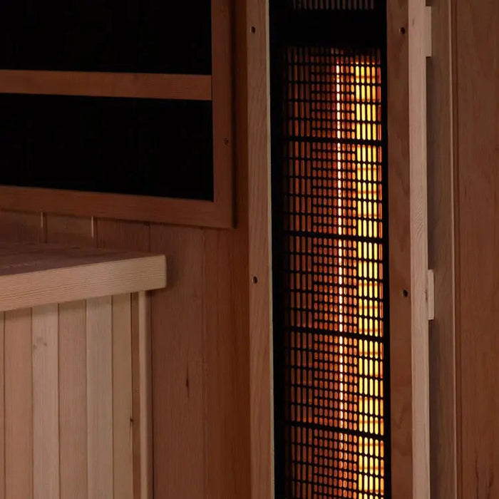 Golden Designs Reserve Edition 3-Person Corner Full Spectrum Near Zero EMF FAR Infrared Sauna w/ Himalayan Salt Bar | GDI-8035-03 Golden Designs