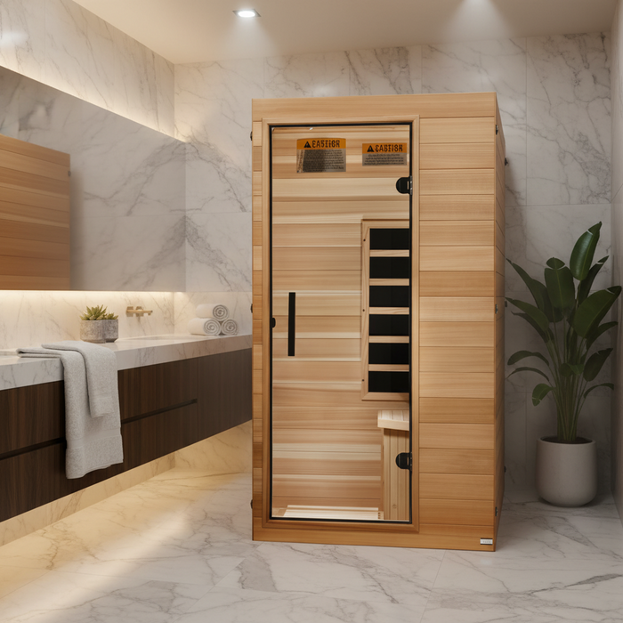 Dynamic Ultra Compact 1-person Ultra Low EMF FAR Indoor Infrared Sauna + Red Light Therapy | DYN-1101-01 Elite