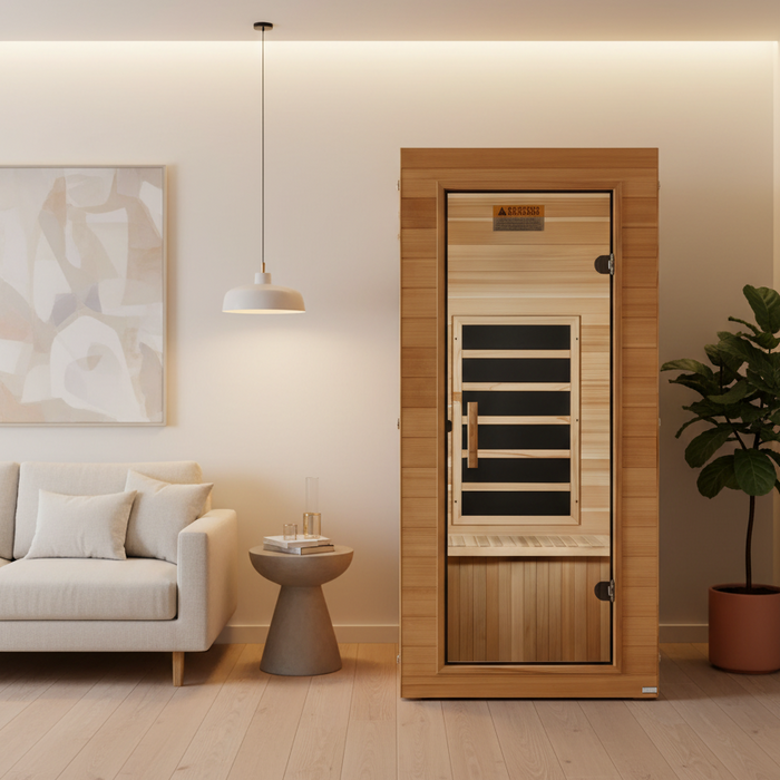 Dynamic Compact 1-person Ultra Low EMF FAR Indoor Infrared Sauna + Red Light Therapy | DYN-1201-01 Elite