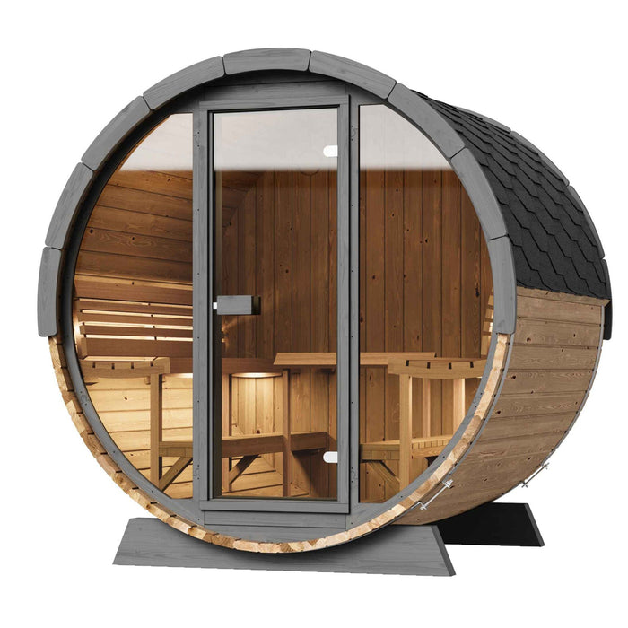 SaunaLife 4 Person 6' Long Outdoor Traditional Barrel Sauna | Ergo Model EE8G