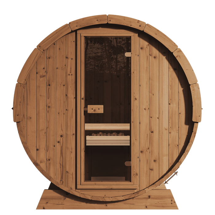 SaunaLife 4 Person 6' Long Outdoor Traditional Barrel Sauna | Ergo Model E7