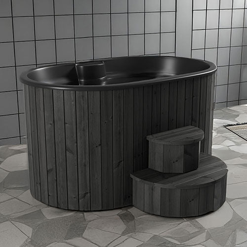 SaunaLife 2-Person Black Thermo-Pine Cold/Hot Plunge Tub w/ Water Chiller/Heater | Model S2B