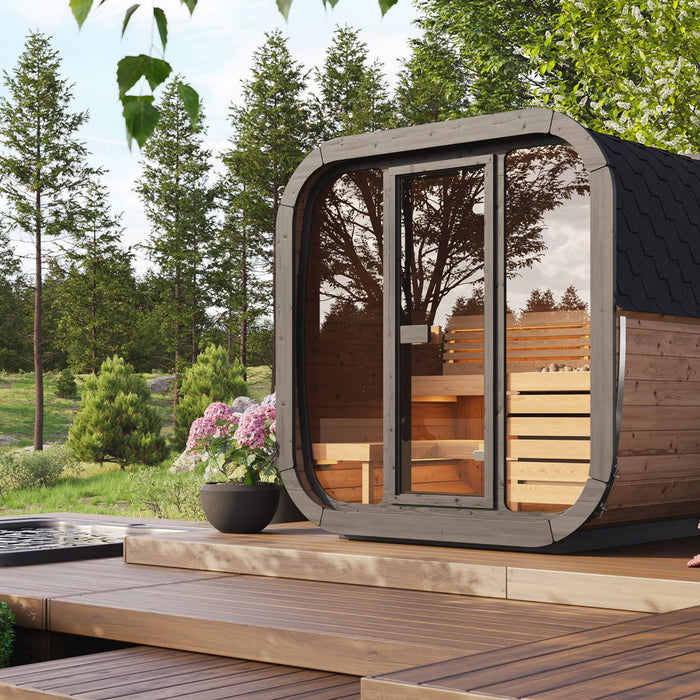 SaunaLife 4 Person 4.6' Long Outdoor Traditional Cube Sauna | Model CL5G