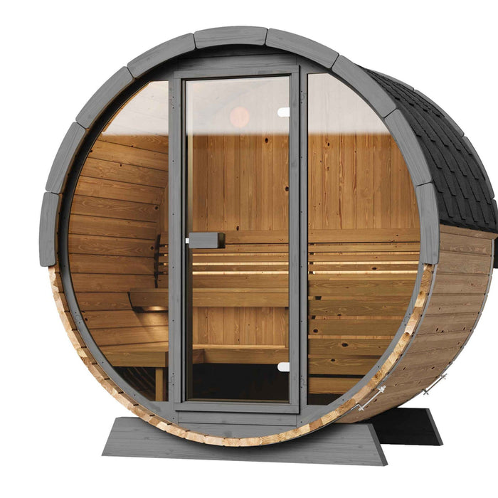SaunaLife 4 Person 5.25' Long Outdoor Traditional Barrel Sauna | Ergo Model EE6G