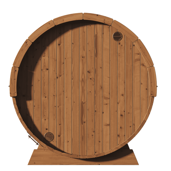 SaunaLife 4 Person 6' Long Outdoor Traditional Barrel Sauna w/ Glass Front | Ergo Model E7G