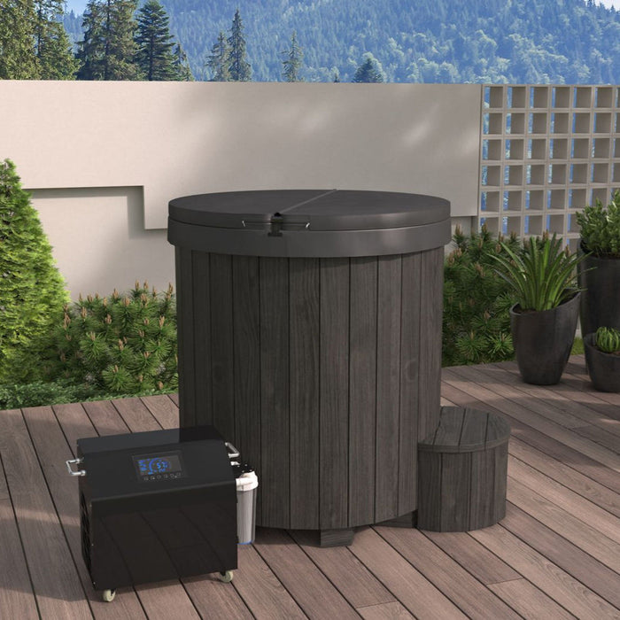 SaunaLife 1-Person Black Thermo-Pine Cold/Hot Plunge Tub w/ Water Chiller/Heater | Model S1B
