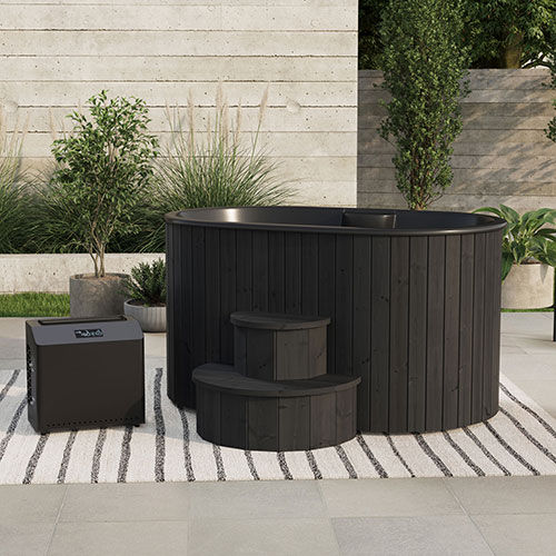 SaunaLife 2-Person Black Thermo-Pine Cold/Hot Plunge Tub w/ Water Chiller/Heater | Model S2B
