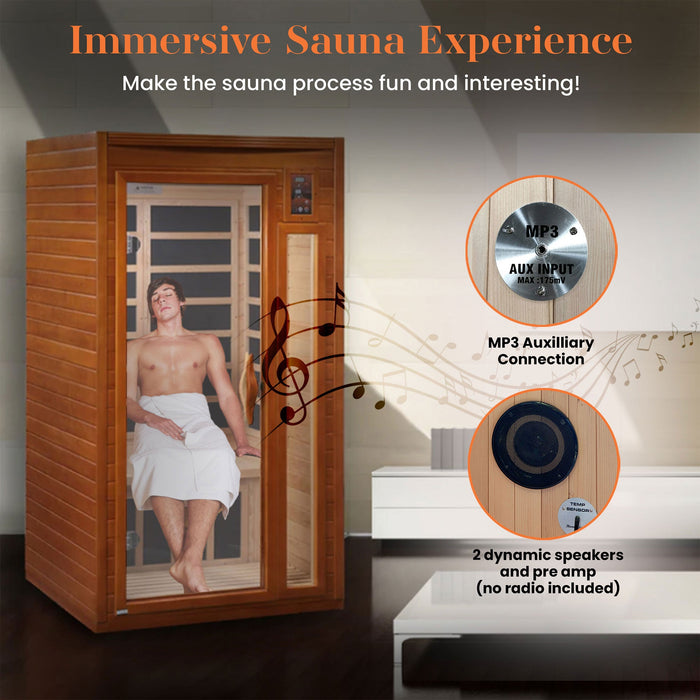 Dynamic Barcelona 1-2-person Low EMF FAR Indoor Infrared Sauna + Red Light Therapy | DYN-6106-01