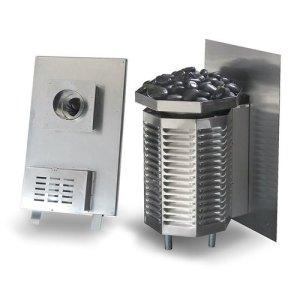 Dundalk Georgian Outdoor Cabin Sauna Kit w/ Changing Room + Scandia Gas Sauna Heater (Propane/Natural Gas)
