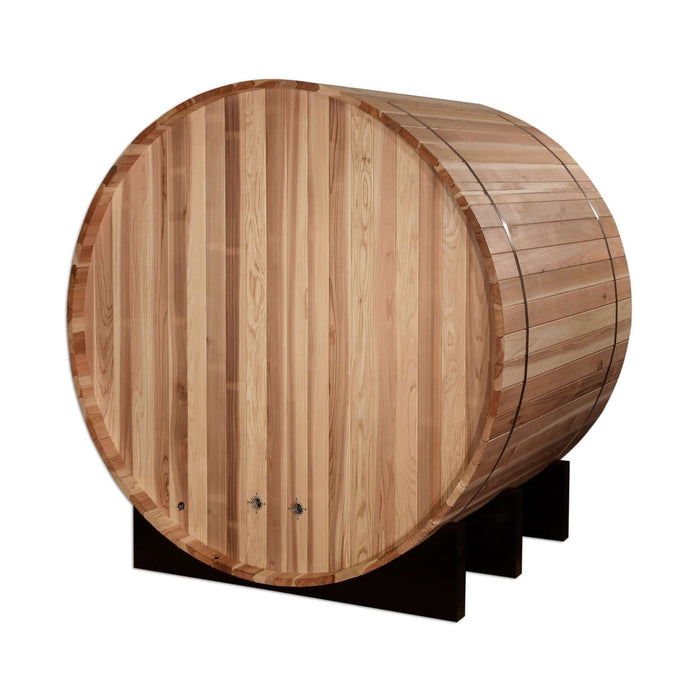 Golden Designs St. Moritz 2-4 Person Outdoor Barrel Sauna & Harvia Traditional Electric Heater Kit | GDI-B002-01