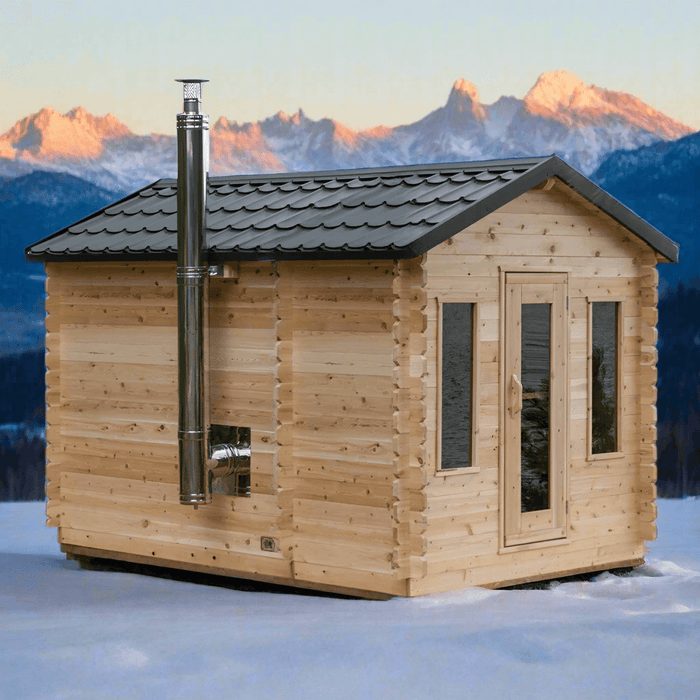 Dundalk Leisurecraft Canadian Timber 6 Person Georgian Outdoor Traditional Cabin Sauna with Changeroom | CTC88CW