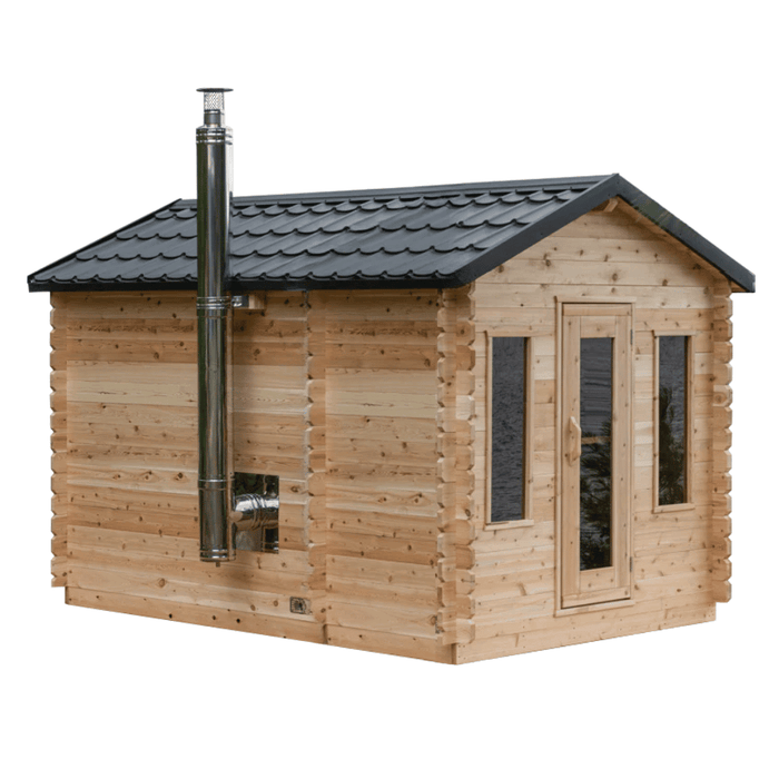 Dundalk Leisurecraft Canadian Timber 6 Person Georgian Outdoor Traditional Cabin Sauna with Changeroom | CTC88CW