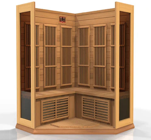 Maxxus 3-Person Corner Near Zero EMF FAR Indoor Infrared Sauna + Red Light Therapy | MX-K356-01-ZF-CED