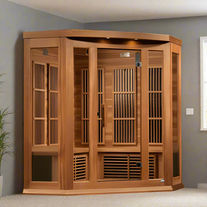 Maxxus 3-Person Corner Near Zero EMF FAR Indoor Infrared Sauna + Red Light Therapy | MX-K356-01-ZF-CED