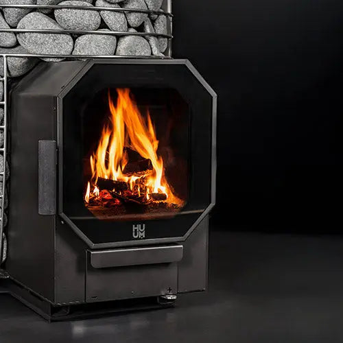 HUUM HIVE Flow LS Wood-Burning Sauna Stove Package With Firebox Extension, 9.8kW HUUM