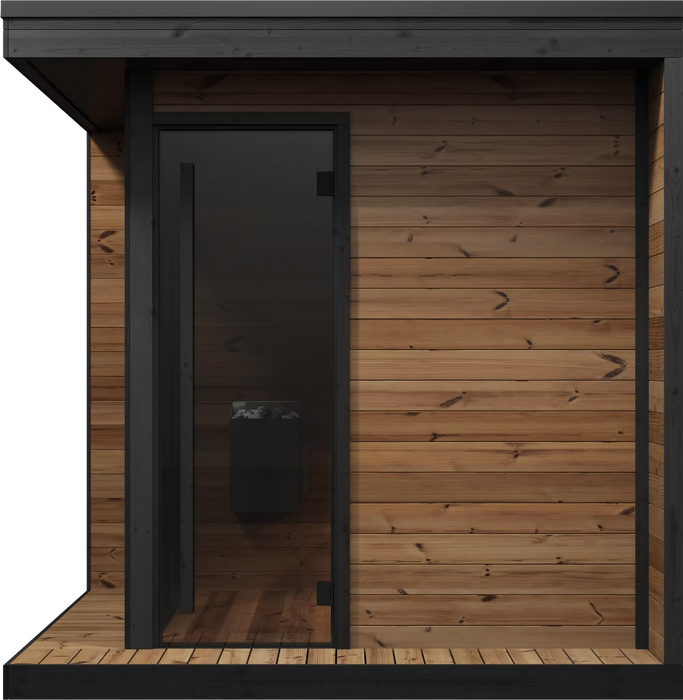 SaunaLife 6 Person Glass Corner Outdoor Traditional Sauna | Model GL6
