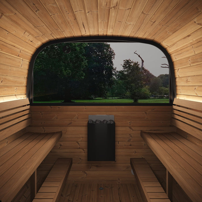 SaunaLife 8 Person 12.6' Long Outdoor Traditional Cube Sauna w/ Changing Room | Model CL12GCP