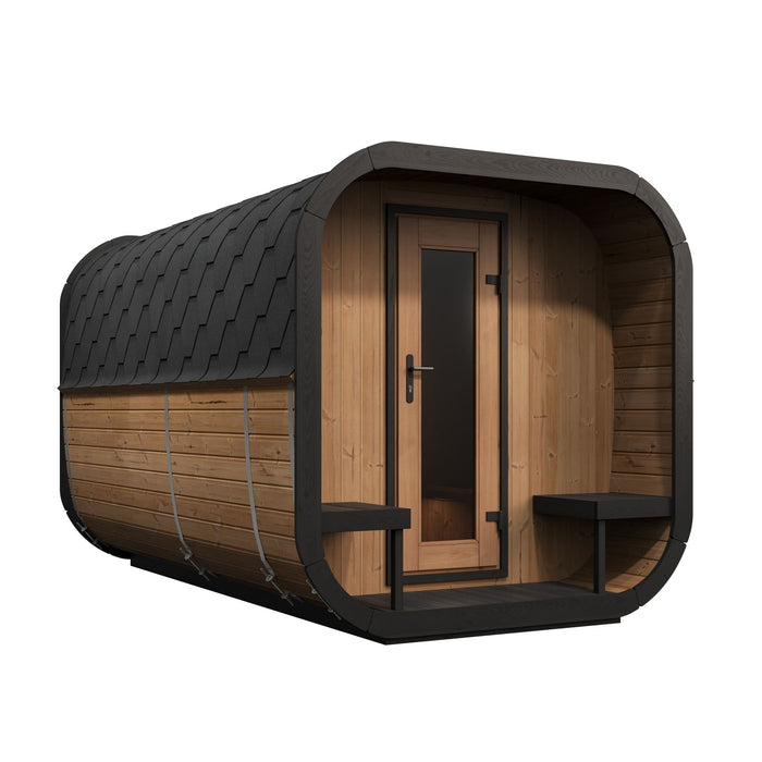 SaunaLife 8 Person 12.6' Long Outdoor Traditional Cube Sauna w/ Changing Room | Model CL12GCP
