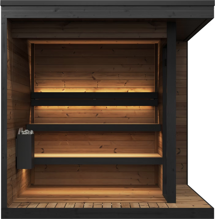 SaunaLife 6 Person Glass Corner Outdoor Traditional Sauna | Model GL6
