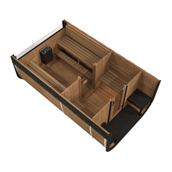 SaunaLife 8 Person 12.6' Long Outdoor Traditional Cube Sauna w/ Changing Room | Model CL12GCP