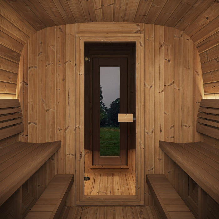 SaunaLife 8 Person 12.6' Long Outdoor Traditional Cube Sauna w/ Changing Room | Model CL12GCP