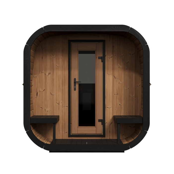 SaunaLife 8 Person 12.6' Long Outdoor Traditional Cube Sauna w/ Changing Room | Model CL12GCP