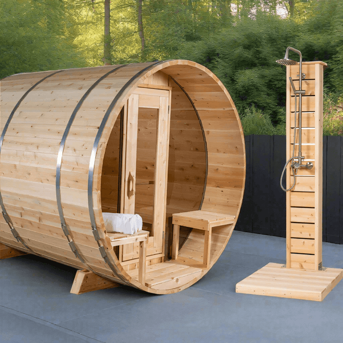 Dundalk Leisurecraft Canadian Timber 6 Person Tranquility MP Outdoor Traditional Barrel Sauna | CTC2345MP