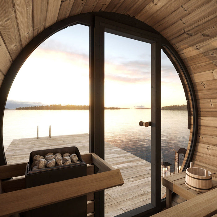 SaunaLife 4 Person 5.25' Long Outdoor Traditional Barrel Sauna | Ergo Model EE6G