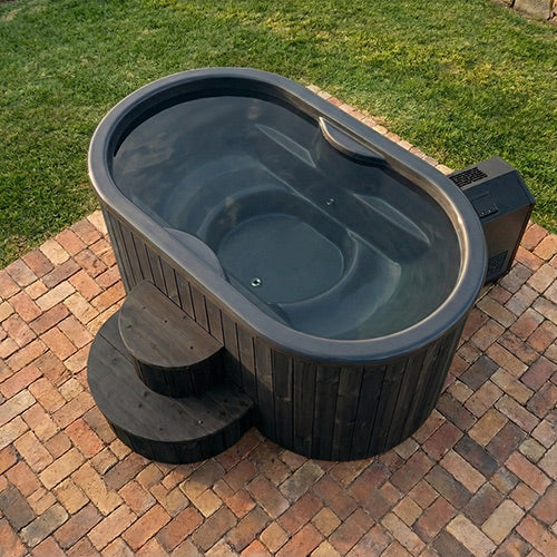 SaunaLife 2-Person Black Thermo-Pine Cold/Hot Plunge Tub w/ Water Chiller/Heater | Model S2B