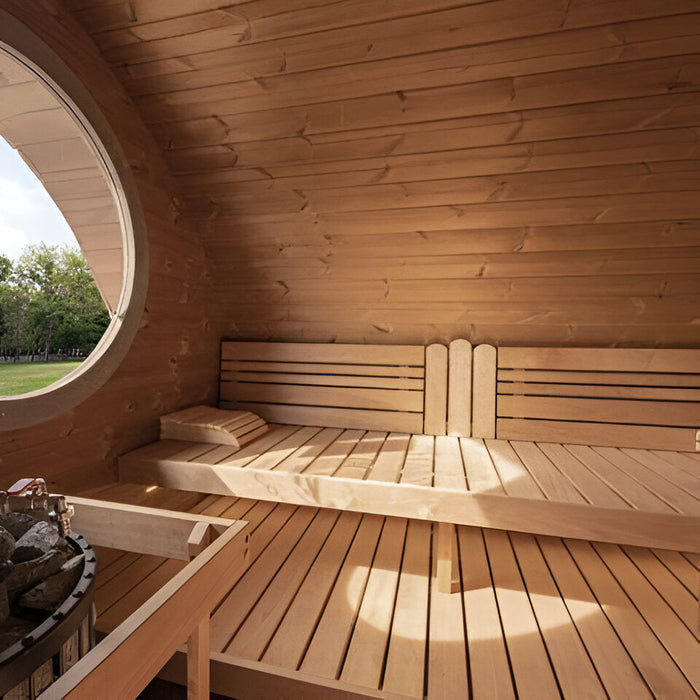 SaunaLife 8 Person Outdoor Traditional Barrel Sauna with Changeroom  | G11