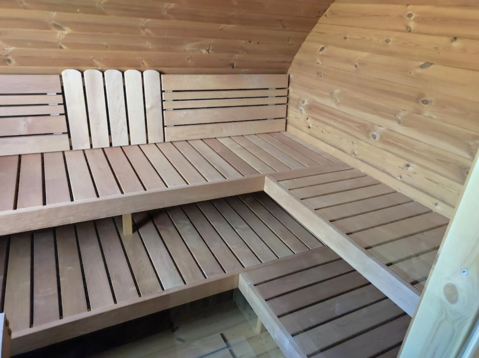 SaunaLife 8 Person Outdoor Traditional Barrel Sauna with Changeroom  | G11