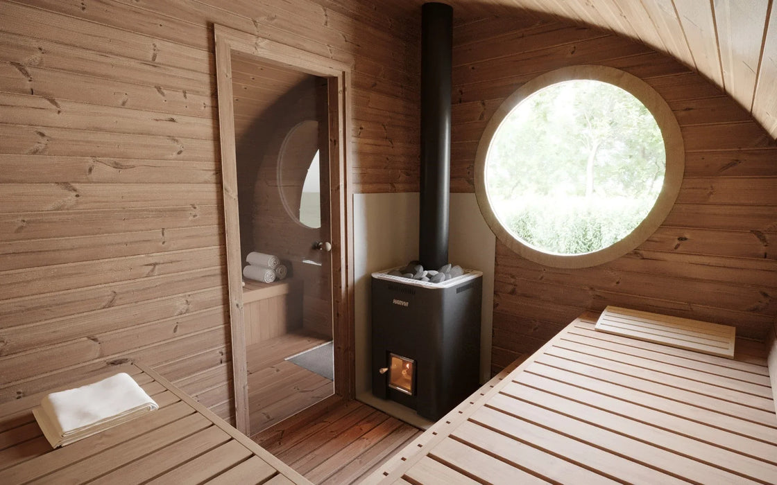 SaunaLife 8 Person Outdoor Traditional Barrel Sauna with Changeroom  | G11