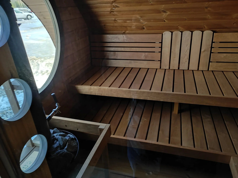 SaunaLife 8 Person Outdoor Traditional Barrel Sauna with Changeroom  | G11