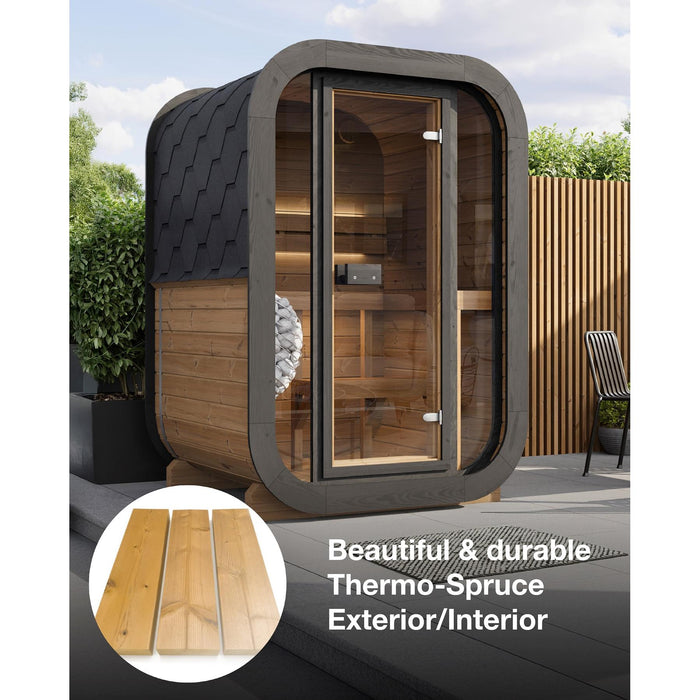 SaunaLife 2 Person 4.2' Long Outdoor Traditional Cube Sauna | Model CL3G