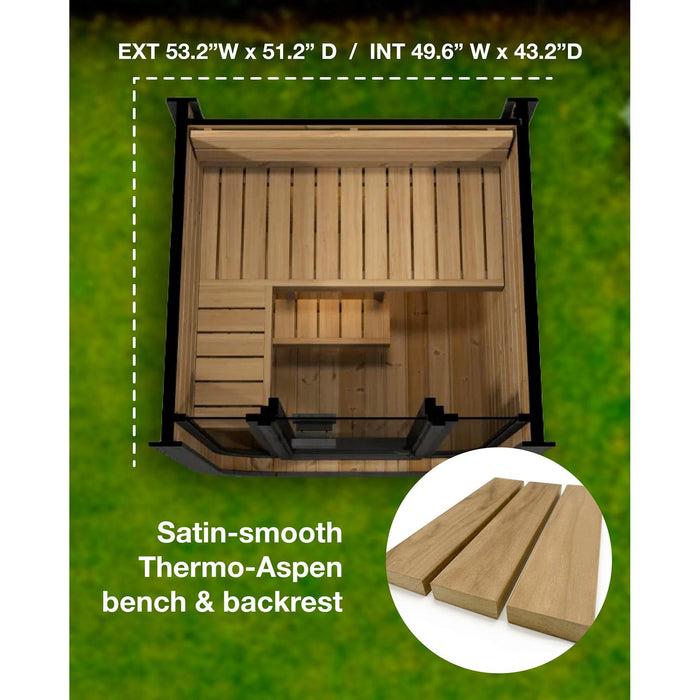 SaunaLife 2 Person 4.2' Long Outdoor Traditional Cube Sauna | Model CL3G