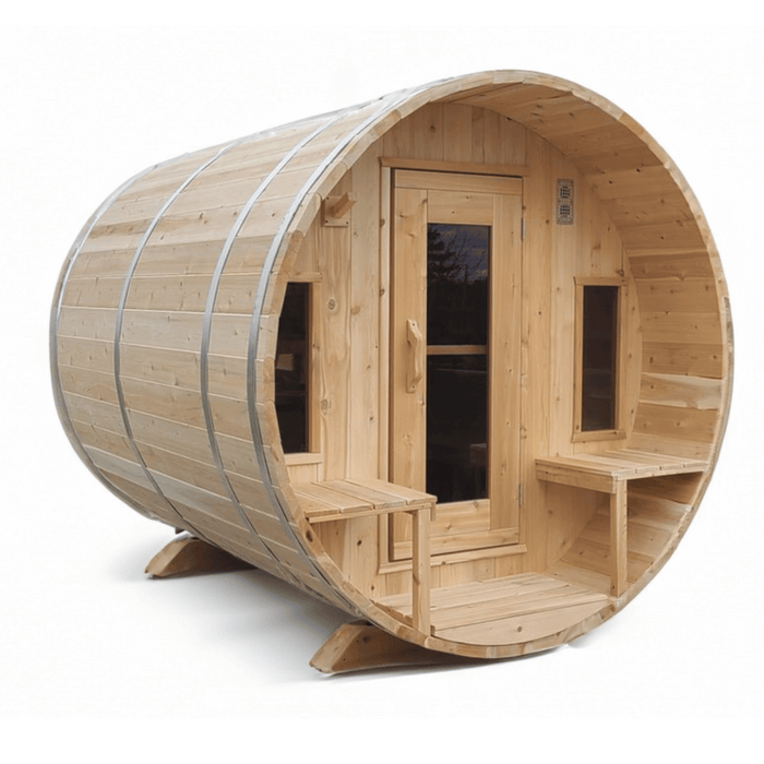 Dundalk Leisurecraft Canadian Timber 6 Person Tranquility Outdoor Traditional Barrel Sauna | CTC2345W
