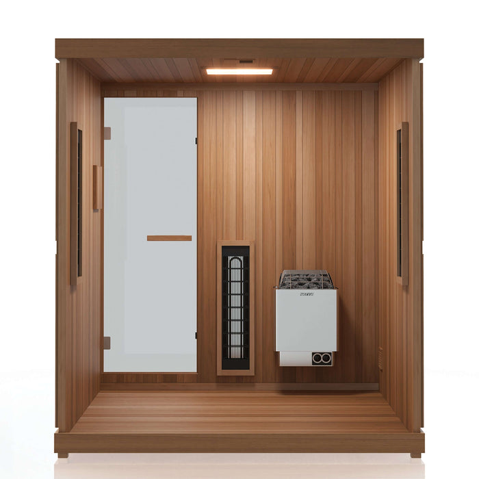 Finnmark FD-5 Trinity 4-Person Hybrid Indoor Infrared & Traditional Steam Sauna + Red Light Therapy | FD-KN005